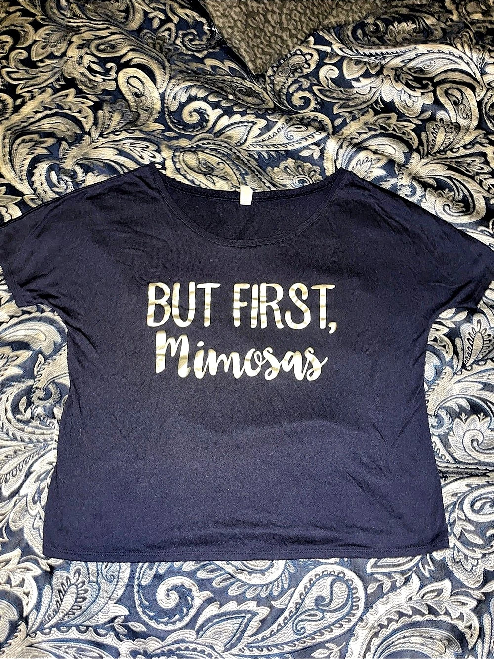 Women’s Navy & silver Bella + Canvas Graphic Tee Size Medium Like New